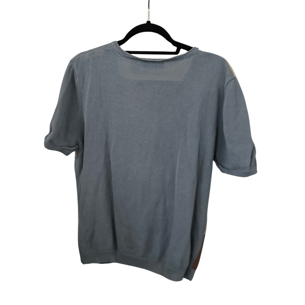 Vintage Blue & Brown Patchwork Embroidered Short … - image 2